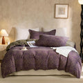 VM VOUGEMARKET Purple Green Duvet Cover Queen - Retro Boho Jacquard
