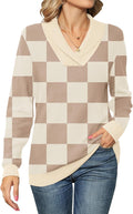 Ivicoer Women Long Sleeve V Neck Pullover Knitted Sweater - Soft swan