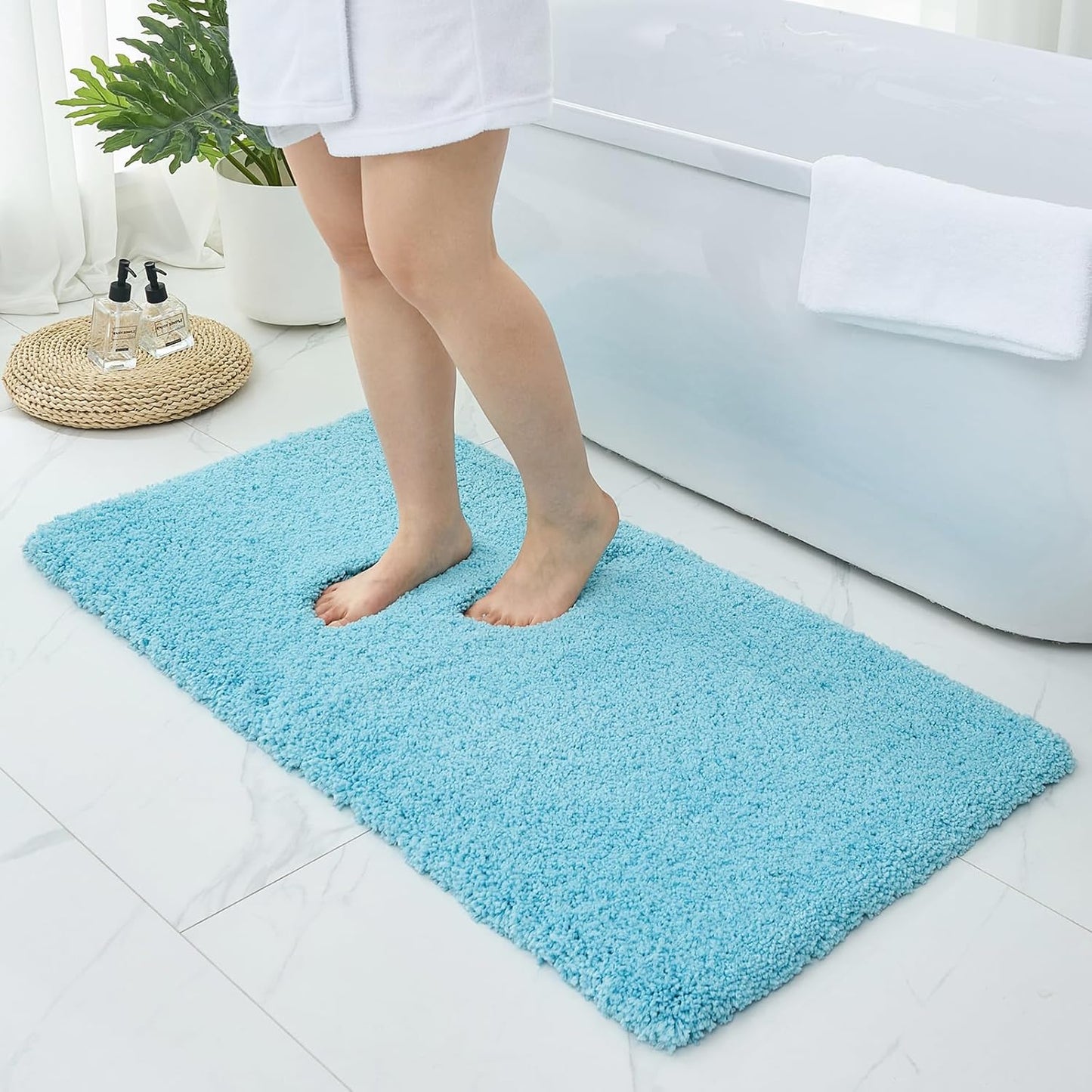 Bathroom Rugs Teal 24x48 Machine Washable Thick Fluffy Mat