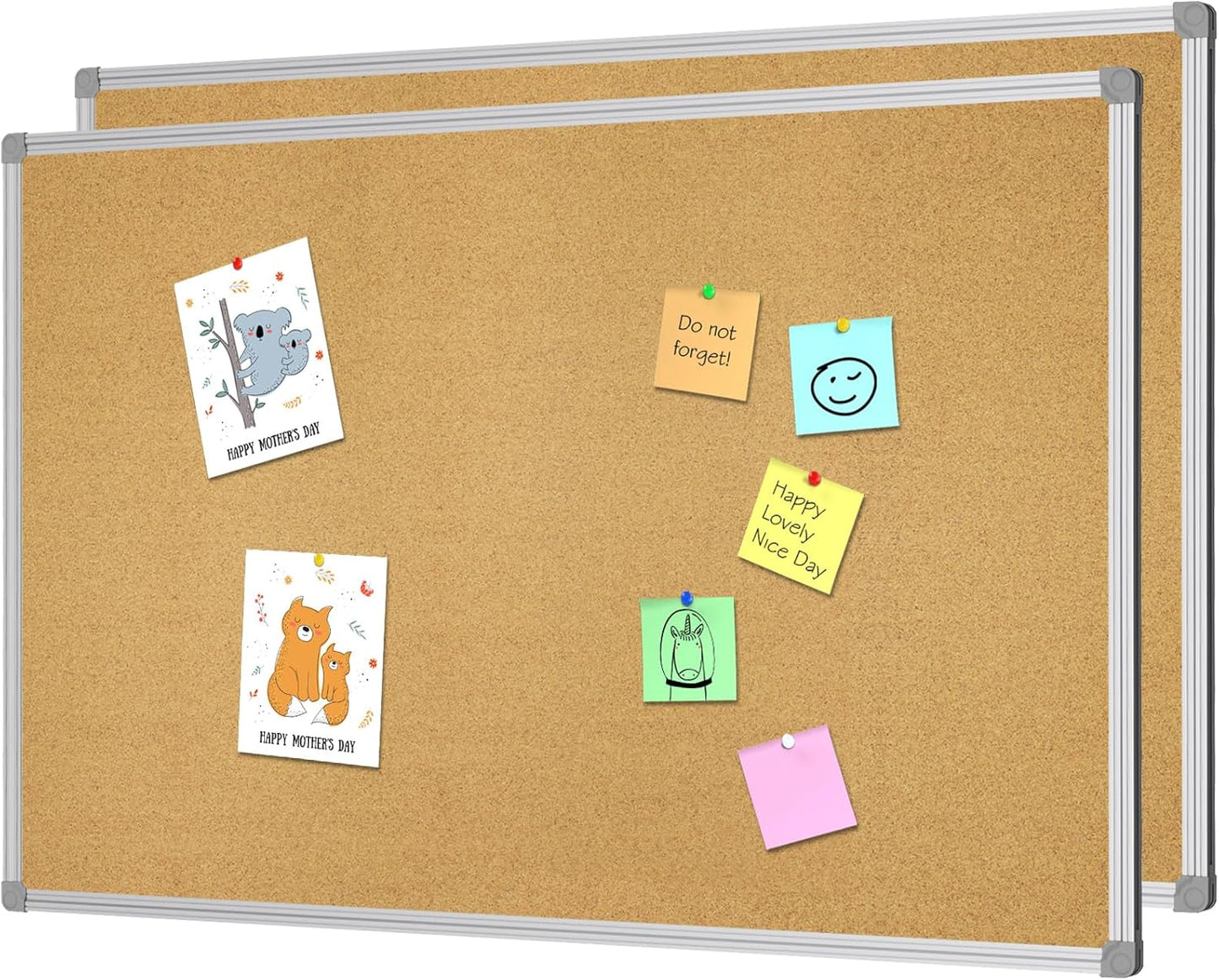 Lockways Cork Board Bulletin Board 36 x 24 in Double Sided Set