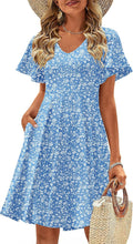 Zeagoo Womens Summer Swing Floral Ruffle Sundress with Pockets