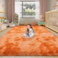 Kids Rugs for Bedroom 5x7 Fluffy Shaggy Rug - Soft Orange Tie Dye