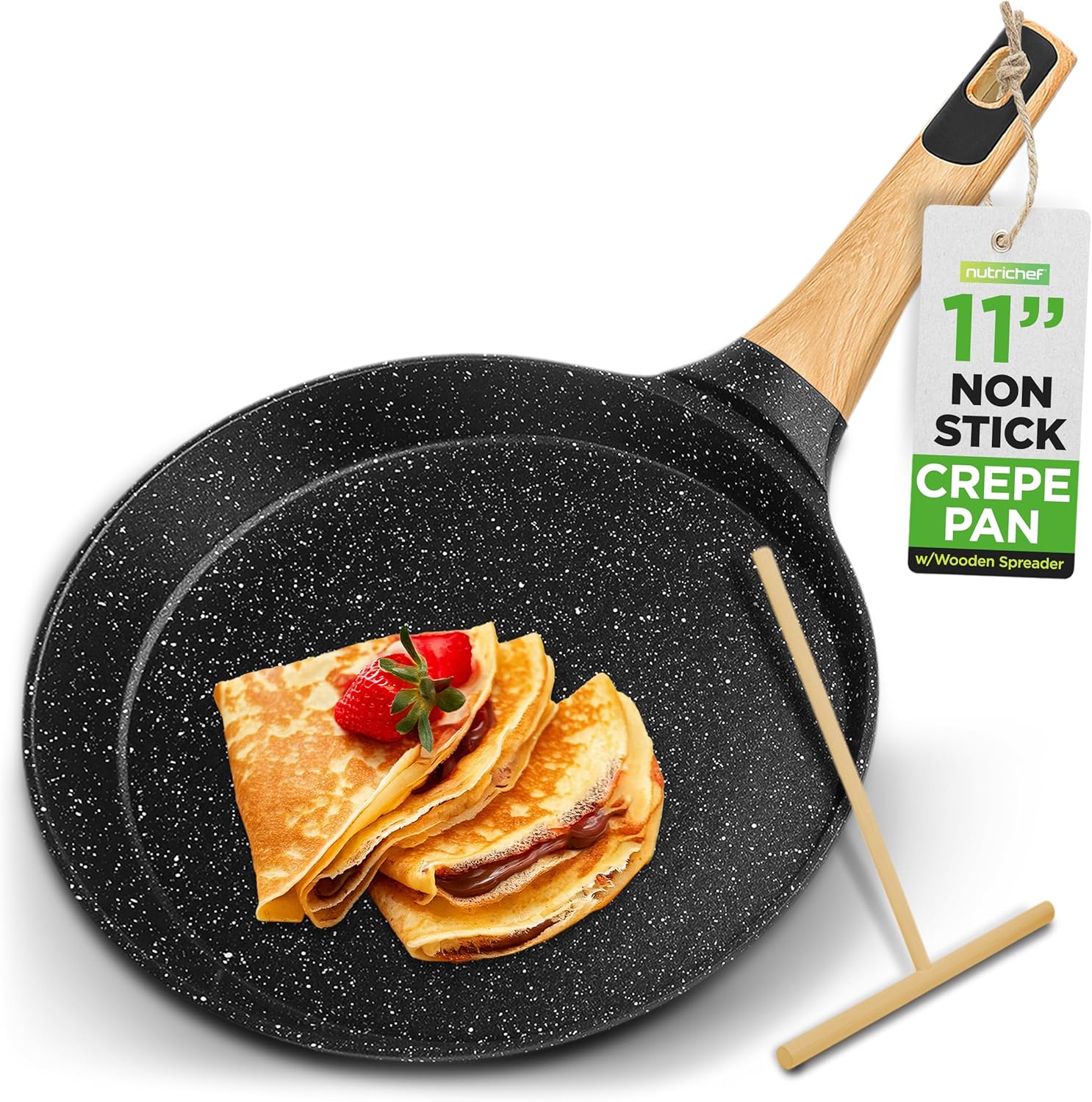 NutriChef 11 Non-Stick Crepe Pan for Perfect Crepes and Dosas