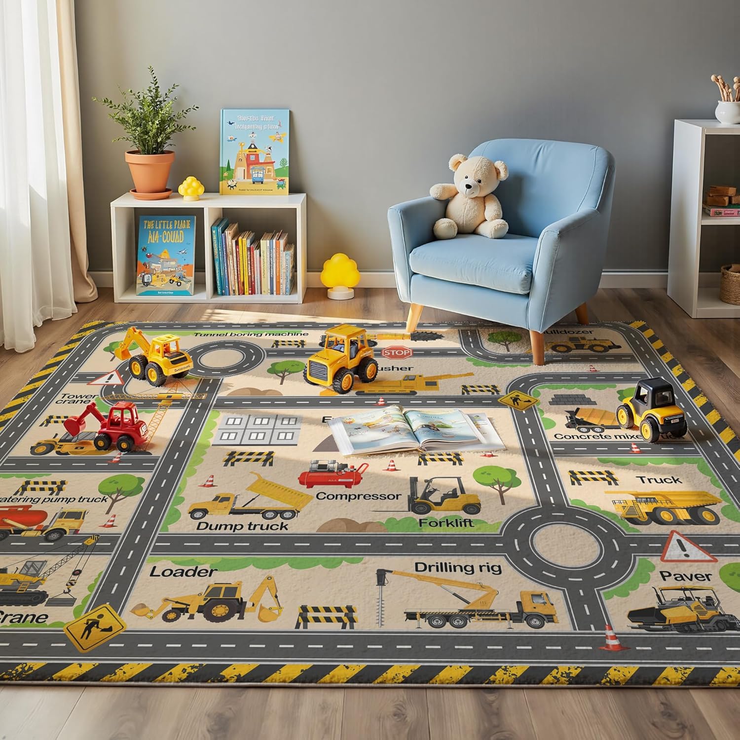 Construction Site Play Rug for Kids - Interactive Engineering Fun