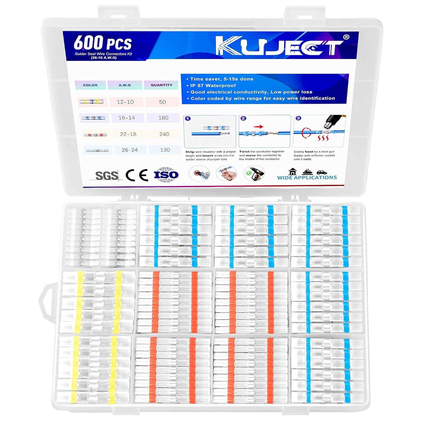 Kuject 600PCS Solder Seal Wire Connector Kit for Easy Repairs