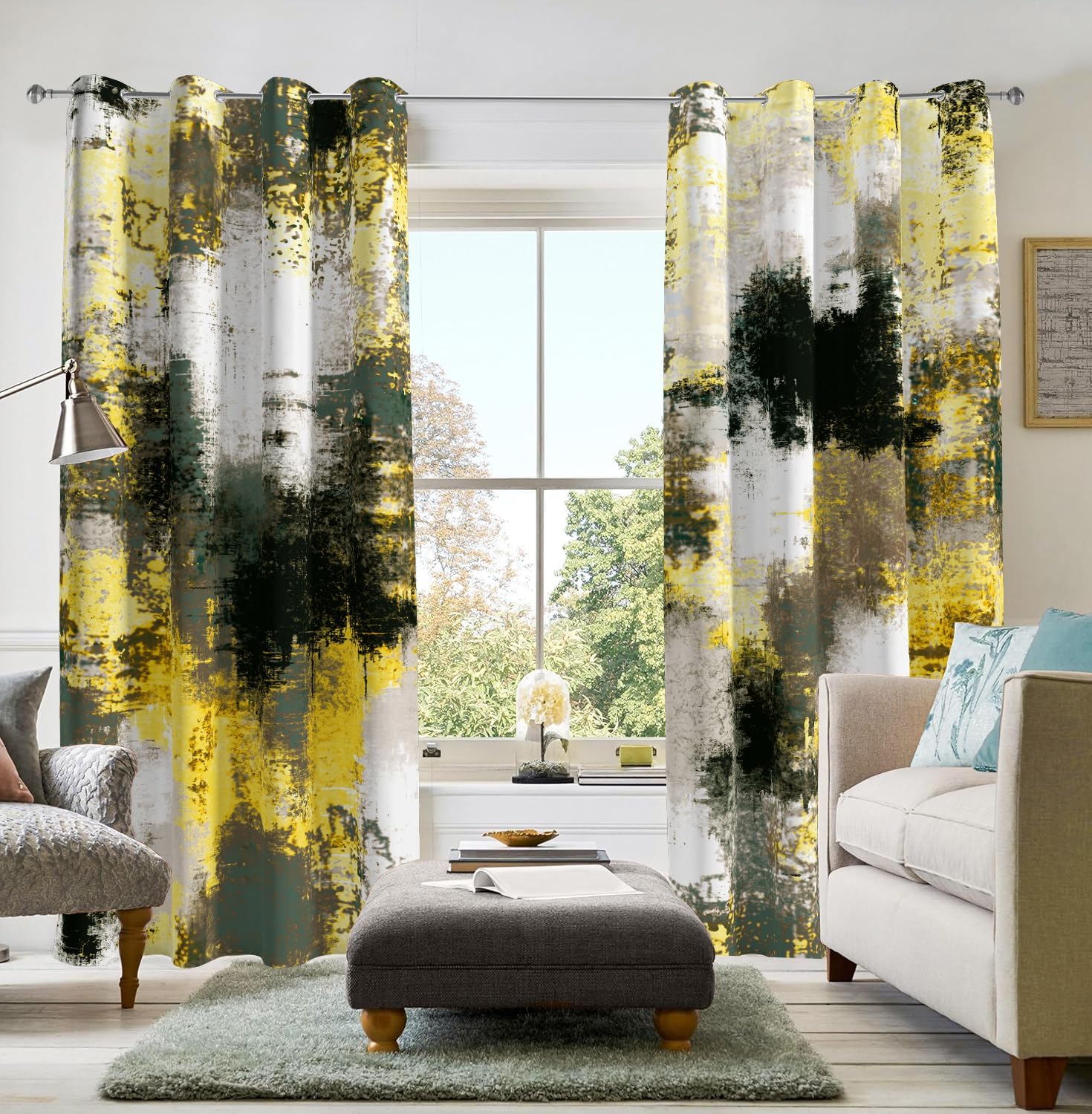 Abstract Rust Curtains for Modern Bedroom and Living Room Decor