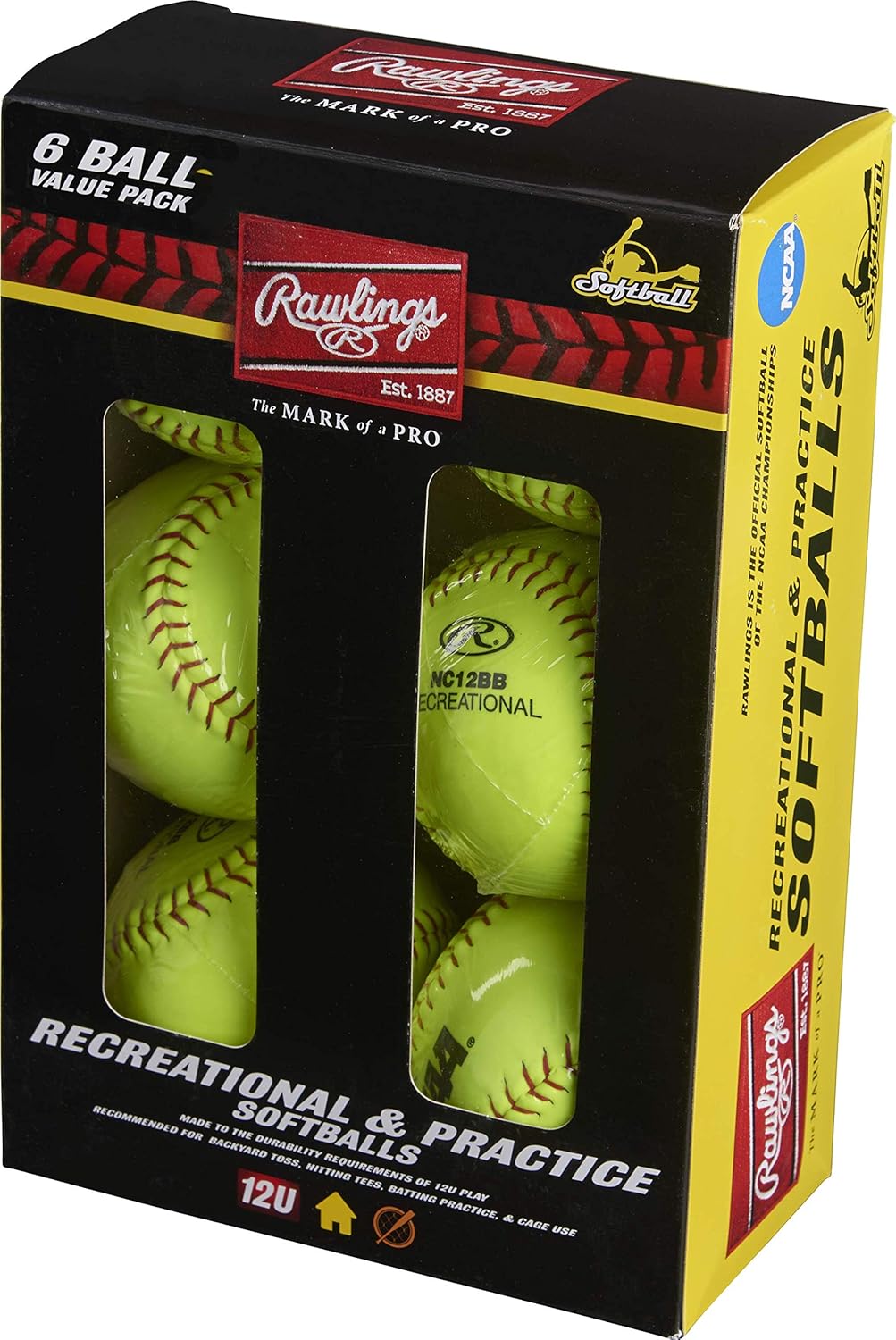 Rawlings NCAA Recreational Fastpitch Softballs for Youth Players