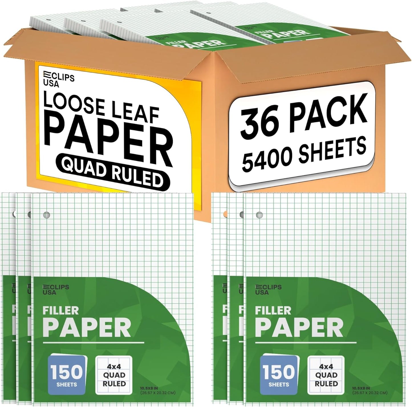 Graph Paper Loose Leaf 4 x 4 Quad Ruled Perfect for Students