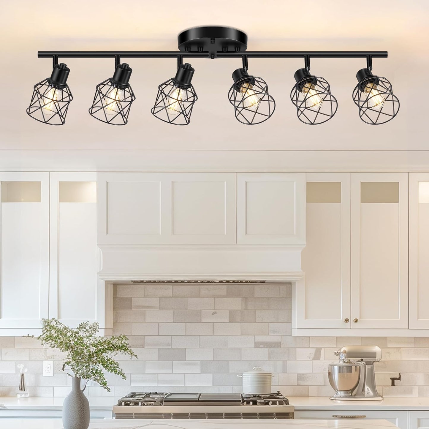 6-Lights Black Semi Flush Mount Ceiling Light for Any Room