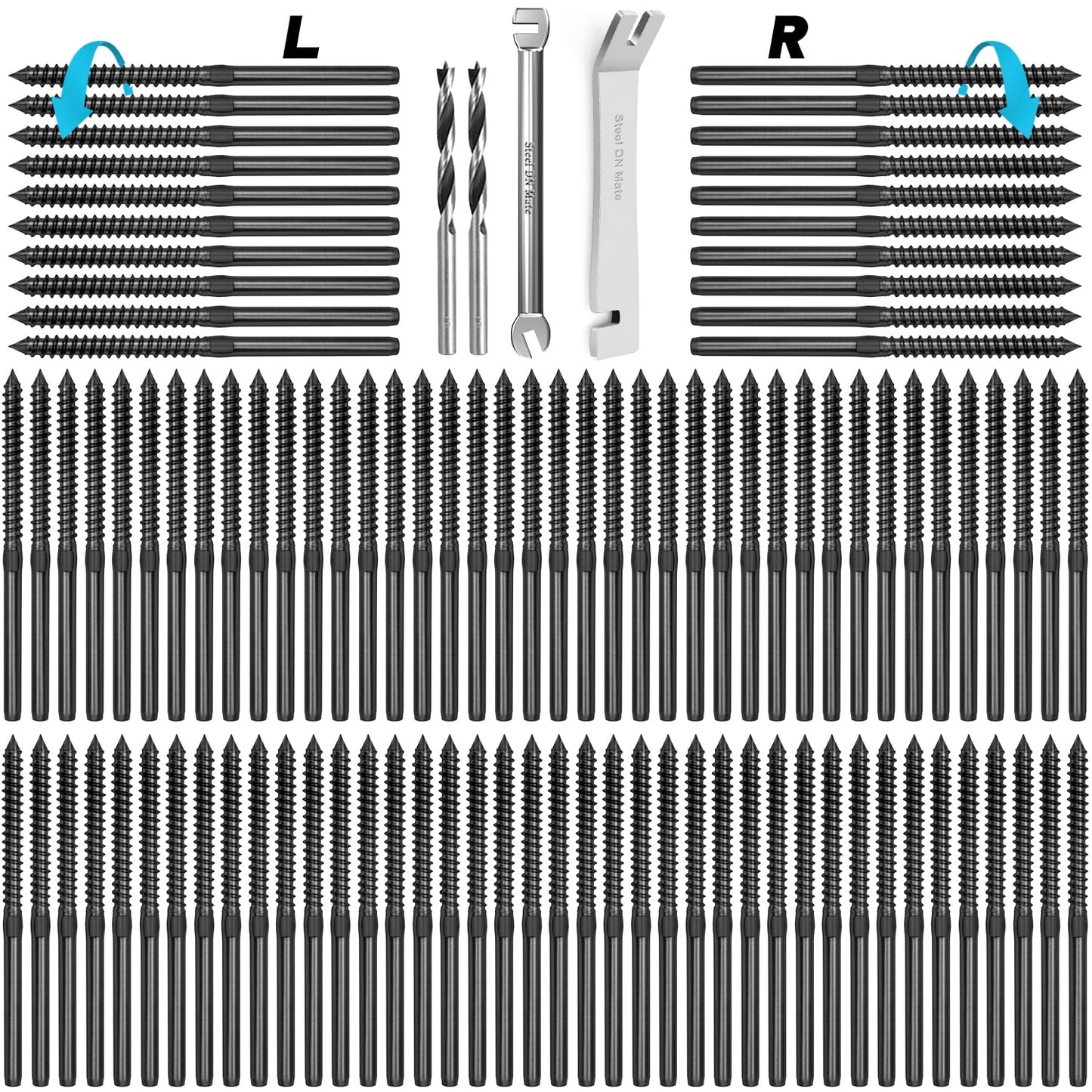 Black T316 Stainless Steel Lag Screws for Cable Railing Kit