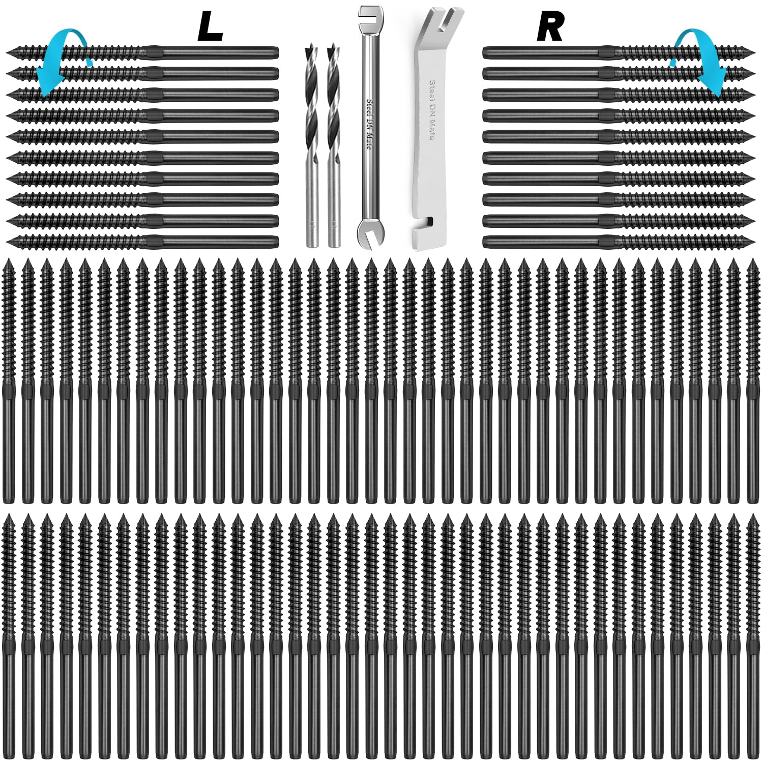 Black T316 Stainless Steel Lag Screws for Cable Railing Kit