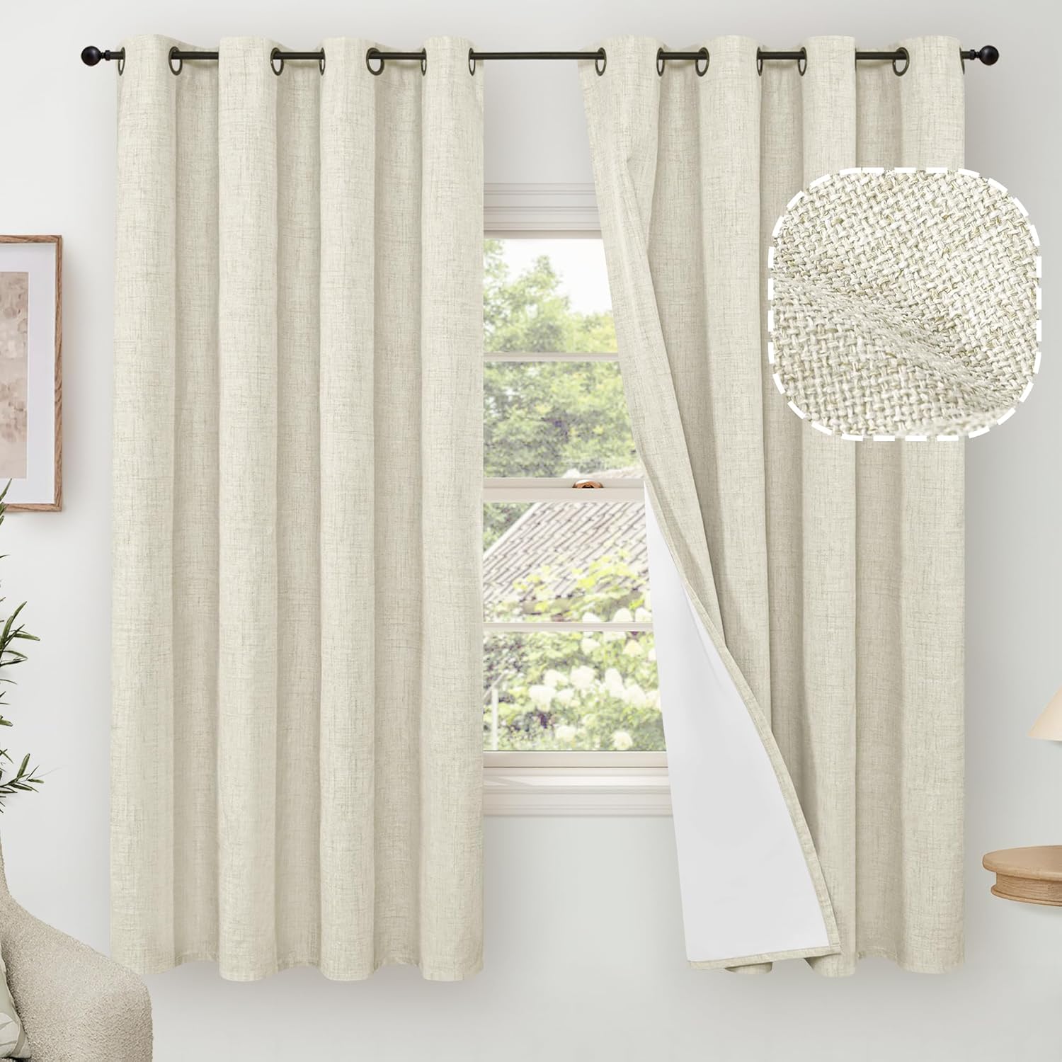 100% Blackout Curtains for Bedroom - Thermal Insulated Linen