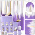 32PCS Bathroom Set with Shower Curtain and Rugs - Purple Accent