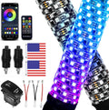 2 Pack 2FT Fat Whip Lights - Bright Spiral RGB Whips for UTV/ATV