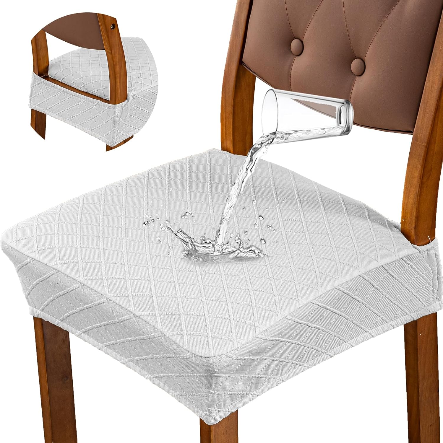 Genina Waterproof Seat Covers for Dining Room Chairs - 6 Pcs
