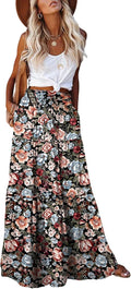 EARKOHA Womens High Waist Tie Paisley Maxi Skirt - Flowy (Style RL5D)