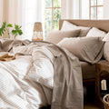 MooMee Bedding Sheet Set 100% Washed Cotton King - Soft Linen Look