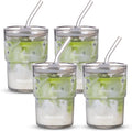 BLUEPOLAR 13oz Glass Water Tumbler with Straw and Lid - 4 Pack