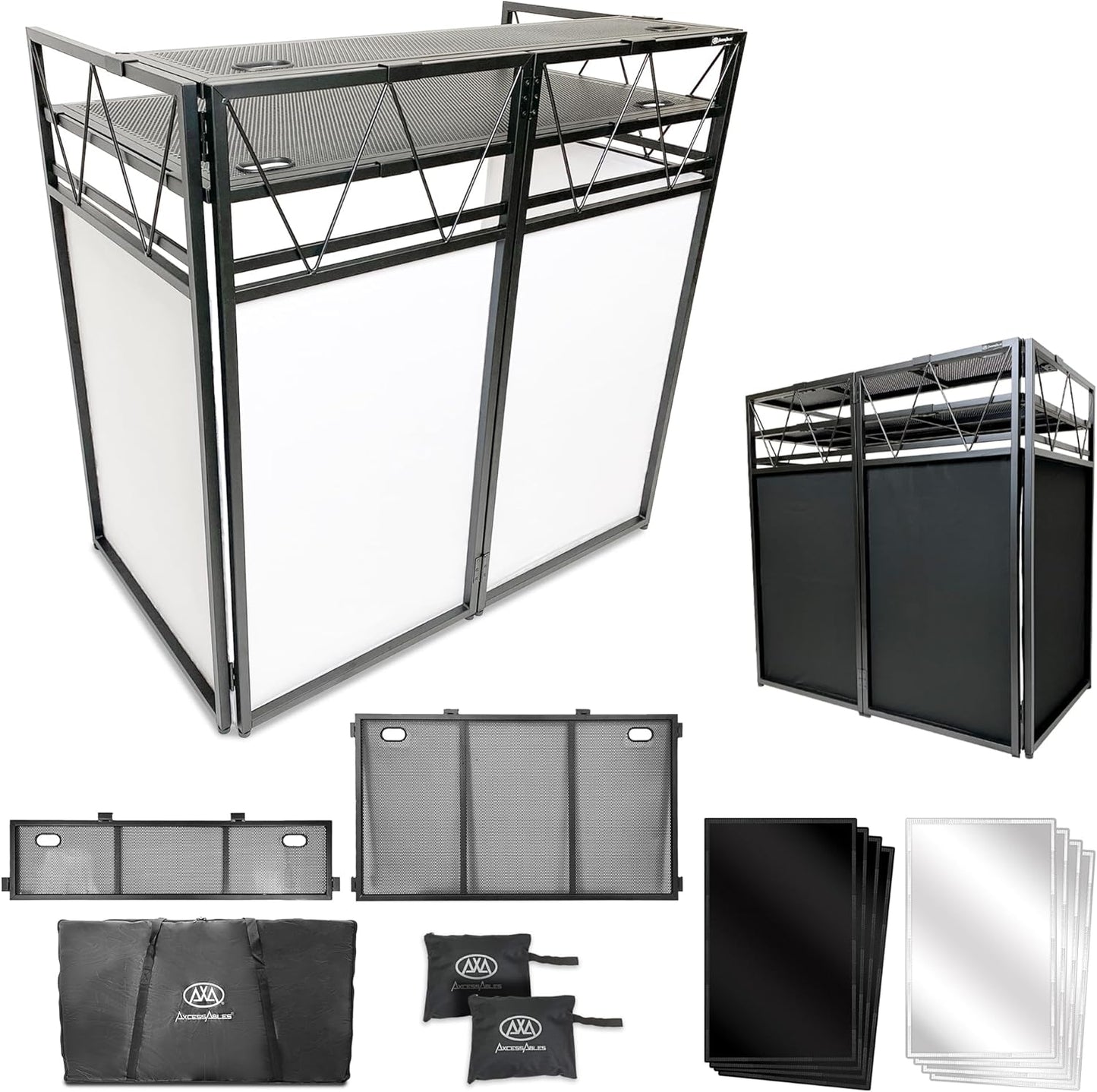 Portable DJ Booth with Adjustable Heights and Versatile Facades