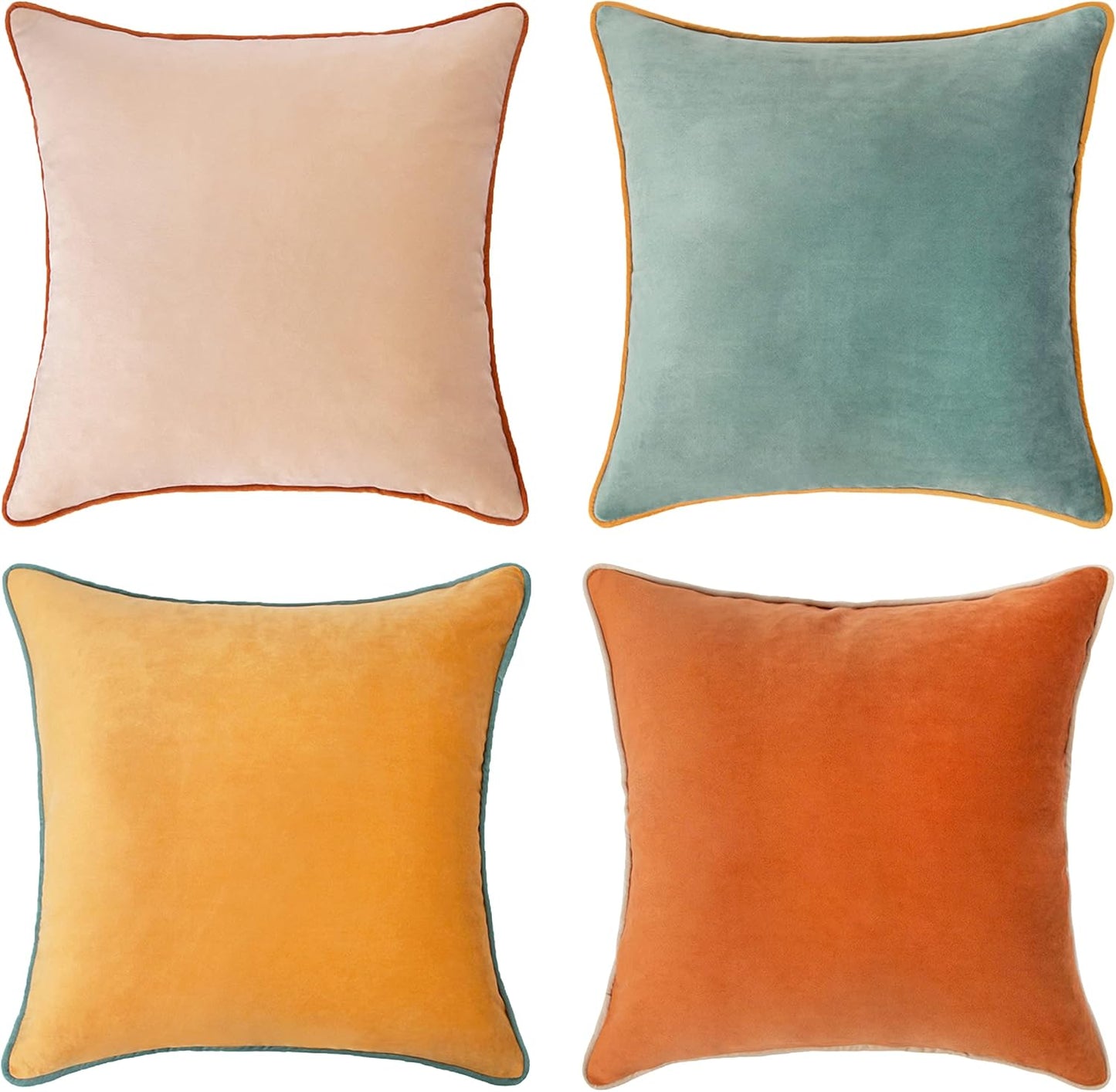 Decorative Throw Pillow Covers Set of 4 Soft Velvet Designs