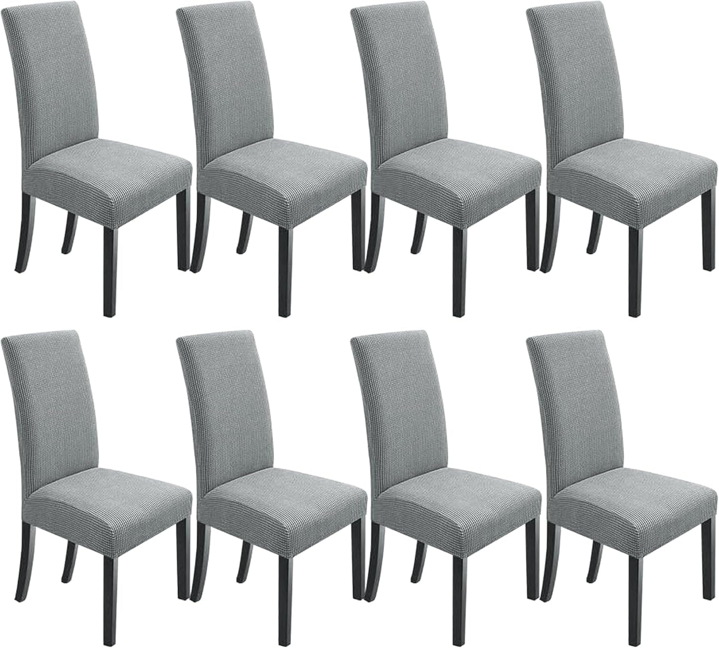 Stretch Chair Covers for Dining Room - 8 Pack Light Grey Slipcovers
