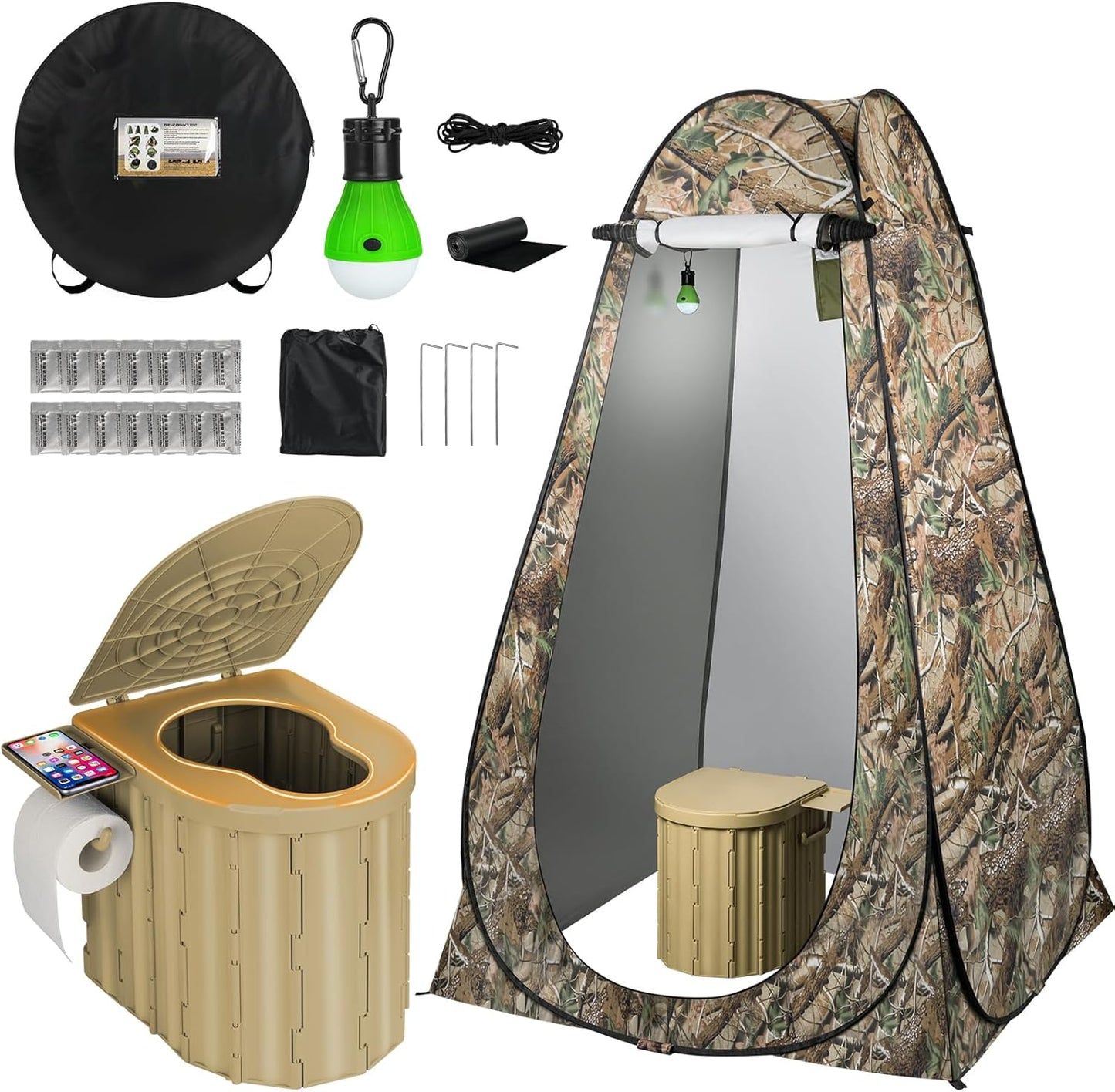 Portable Camping Toilet with Privacy Tent for Outdoor Comfort