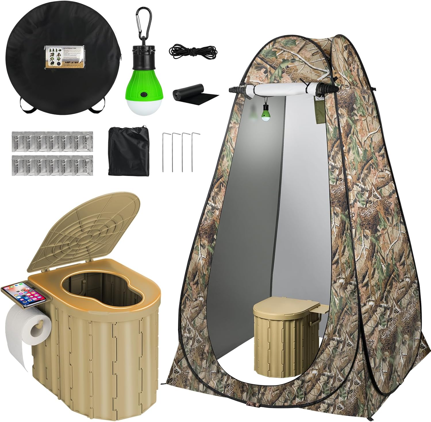 Portable Camping Toilet with Privacy Tent for Outdoor Comfort