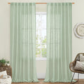 LAMIT Linen Curtains 90 in Fresh Green - Light Filtering Farmhouse