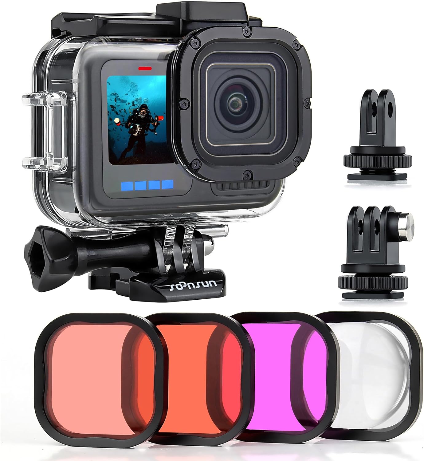 SOONSUN Waterproof Case for GoPro Hero 13/12/11/10/9 Black