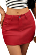 ELLEVEN Stretchy Mini Jean Skirt for Women - Low Waist Denim