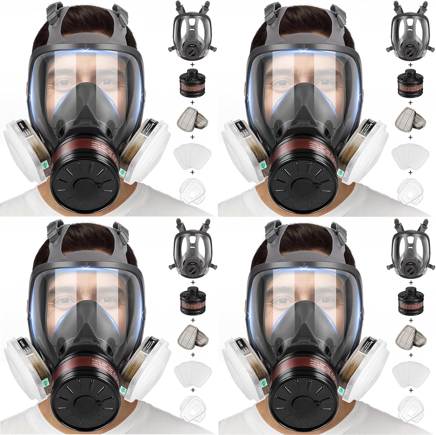 Full Face Respirator Mask with Activated Carbon Filters for Safety