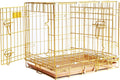 HOMEY PET 24in Gold Color Folding Dog Crate for Small Breeds