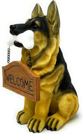 German Shepherd Puppy Garden Statue with Reversible Welcome/Go Away