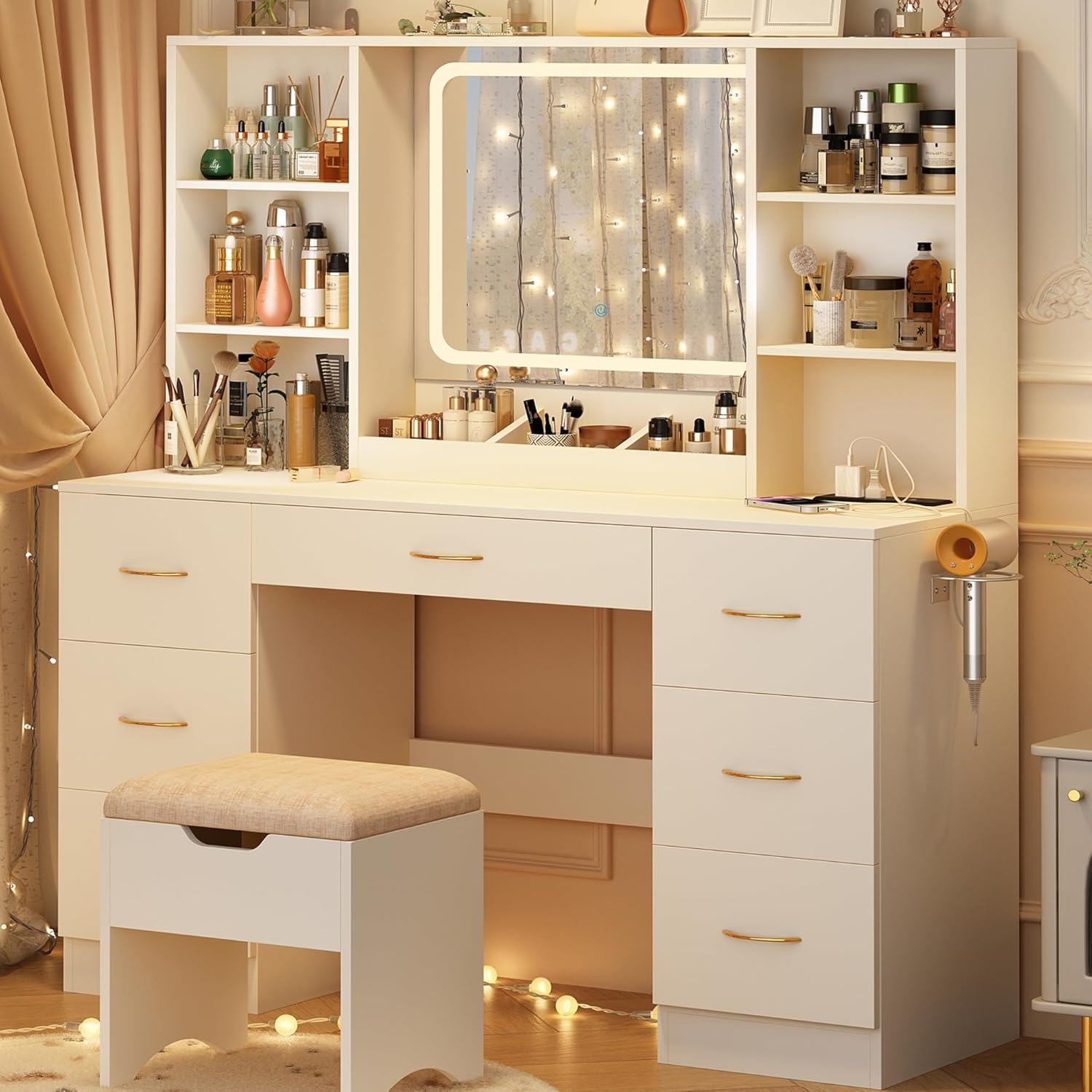 LED Vanity Desk: Glamorous Lighting & Storage