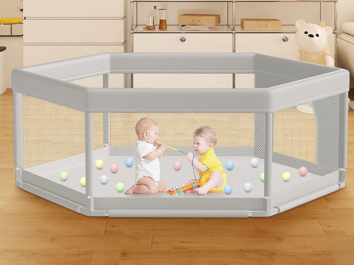 Large Baby Playpen 65x65 Inch for Indoor & Outdoor Use