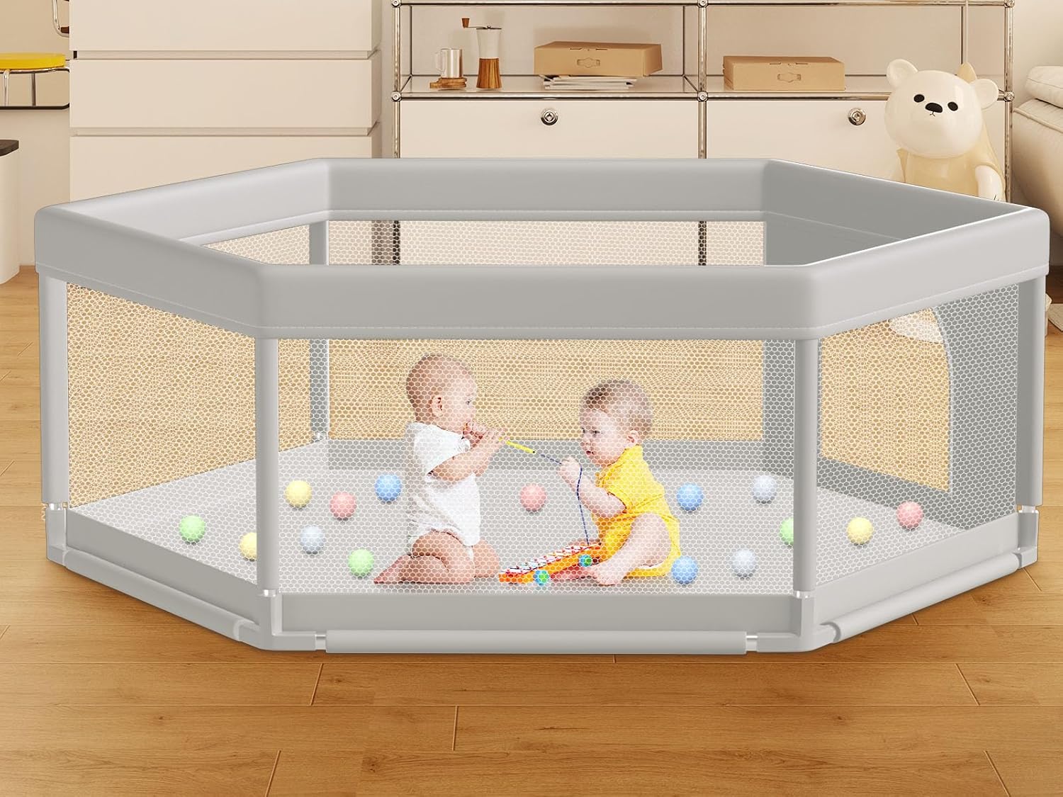 Large Baby Playpen 65x65 Inch for Indoor & Outdoor Use