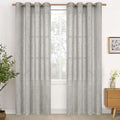 Dark Grey Linen Curtains 52 x 80 in Semi Sheer Panels - Light