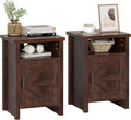 Farmhouse Modern Nightstand Set of 2 with Barn Door Design