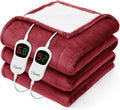 King Size Electric Heated Blanket 100x90 in Red - Fast Heat