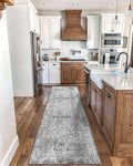 Runner Rug 2ft x 8ft Vintage Washable Non-Slip Runner - Soft Grey
