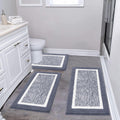 Plush Bathroom Rugs Set 3 Piece with U-Shaped Toilet Mat - Soft