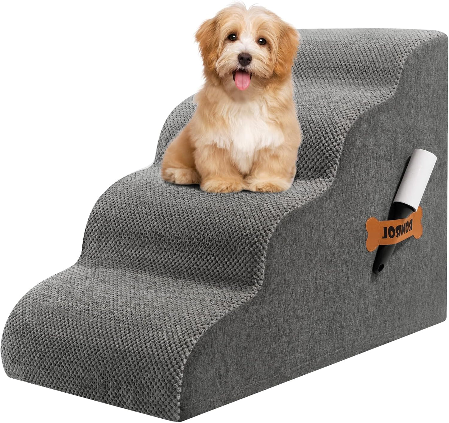 Romrol Dog Stairs Ramp for High Beds and Couches, Grey