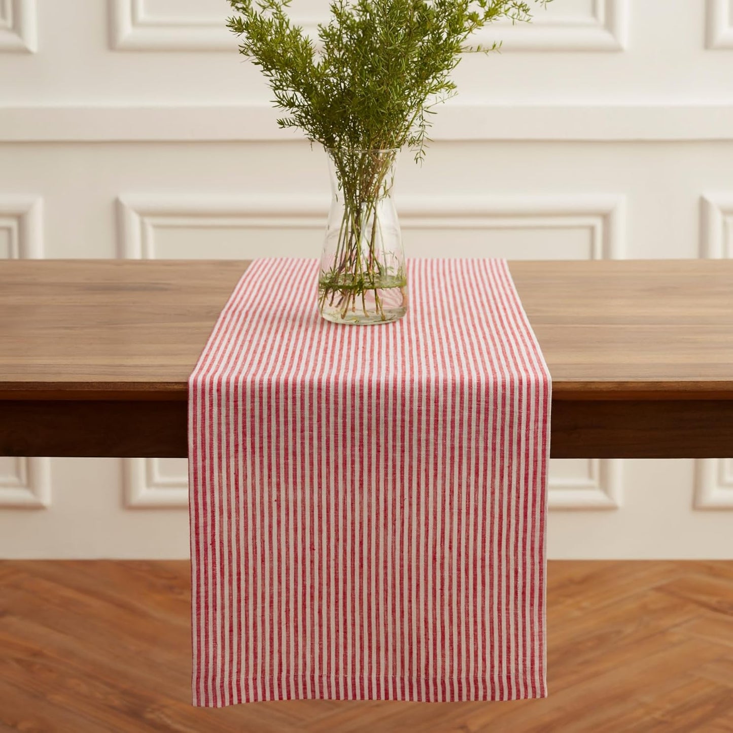 Linen Striped Table Runner 14 x 108 Inch for Holiday Decor