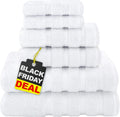 American Soft Linen 6 Piece White Turkish Towel Set - 600 GSM Luxury