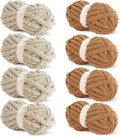 HOMBYS Chunky Chenille Yarn 8 Pack - Super Bulky Soft for Blankets