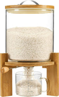 Rice Dispenser Rice Storage Container 5L - Airtight Glass with Bamboo