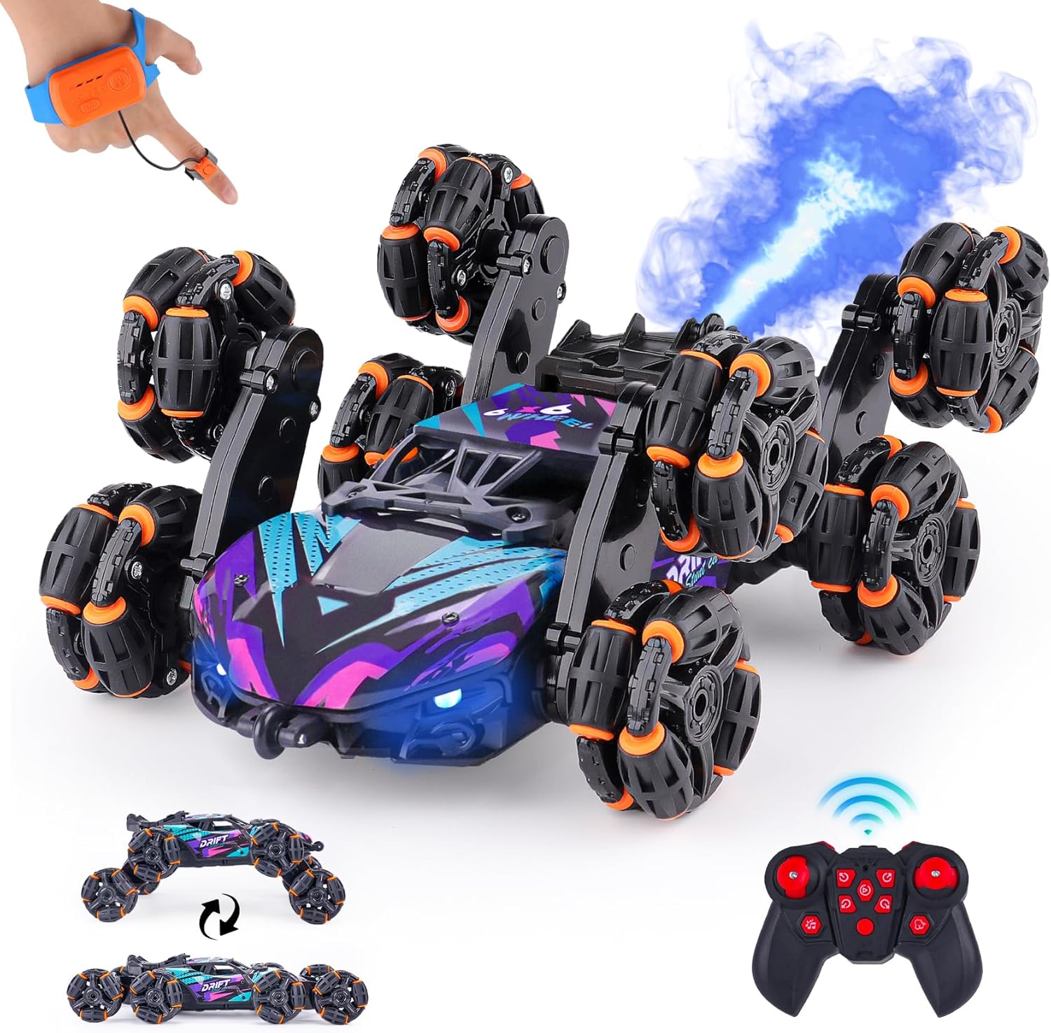 Cool 8 Wheels Hand Controlled RC Stunt Car for Kids Fun