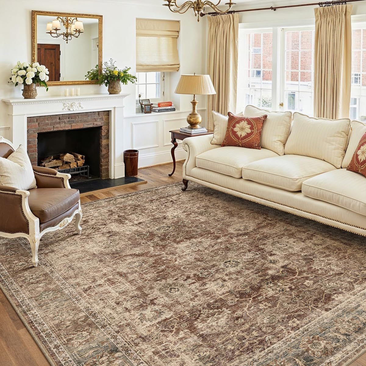 6x9 Washable Area Rug for Living Room Bedroom - Vintage Style