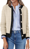 Women's Cardigan Sweaters Button Down Crew Neck Cropped Jacket