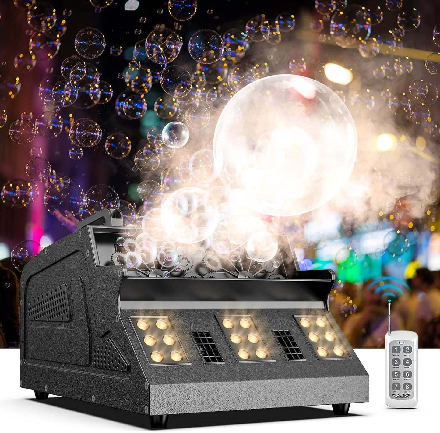 2000W Fog Machine with Bubble Fans and RGB LED Lights for Events